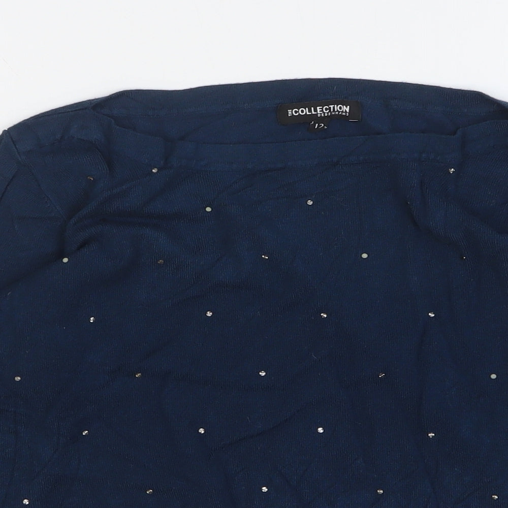 Debenhams Womens Green Boat Neck Viscose Pullover Jumper Size 12