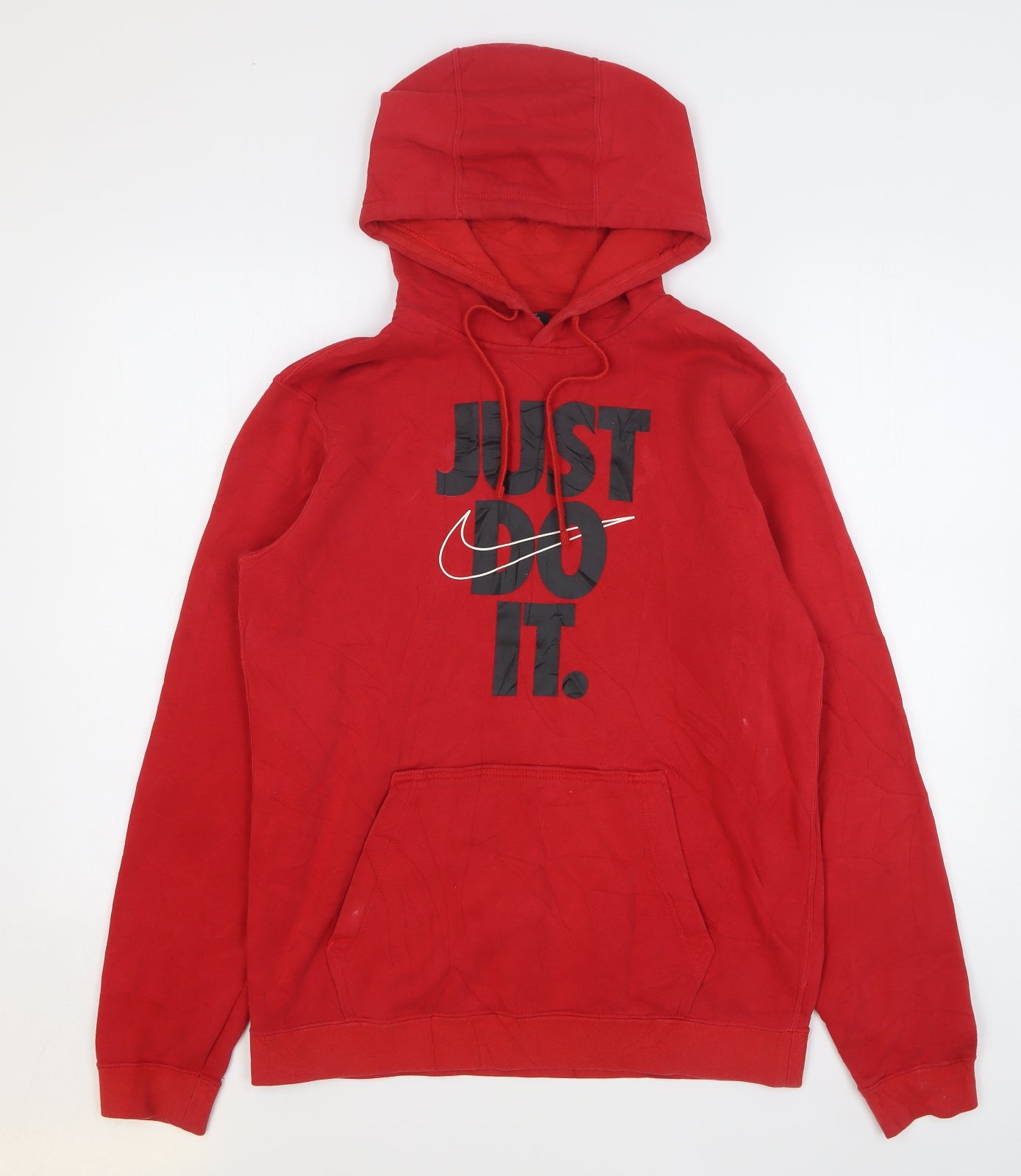 Nike Mens Red Cotton Pullover Hoodie Size M