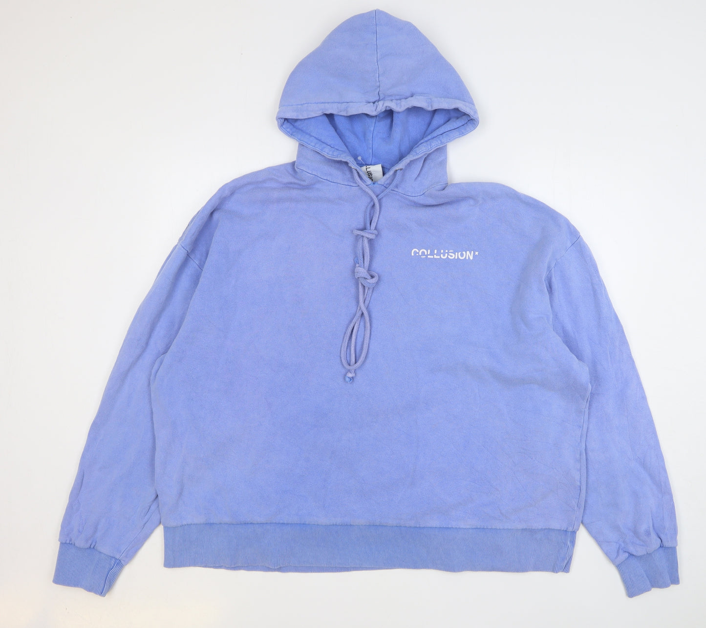 Collusion Womens Blue Cotton Pullover Hoodie Size 2XL Pullover