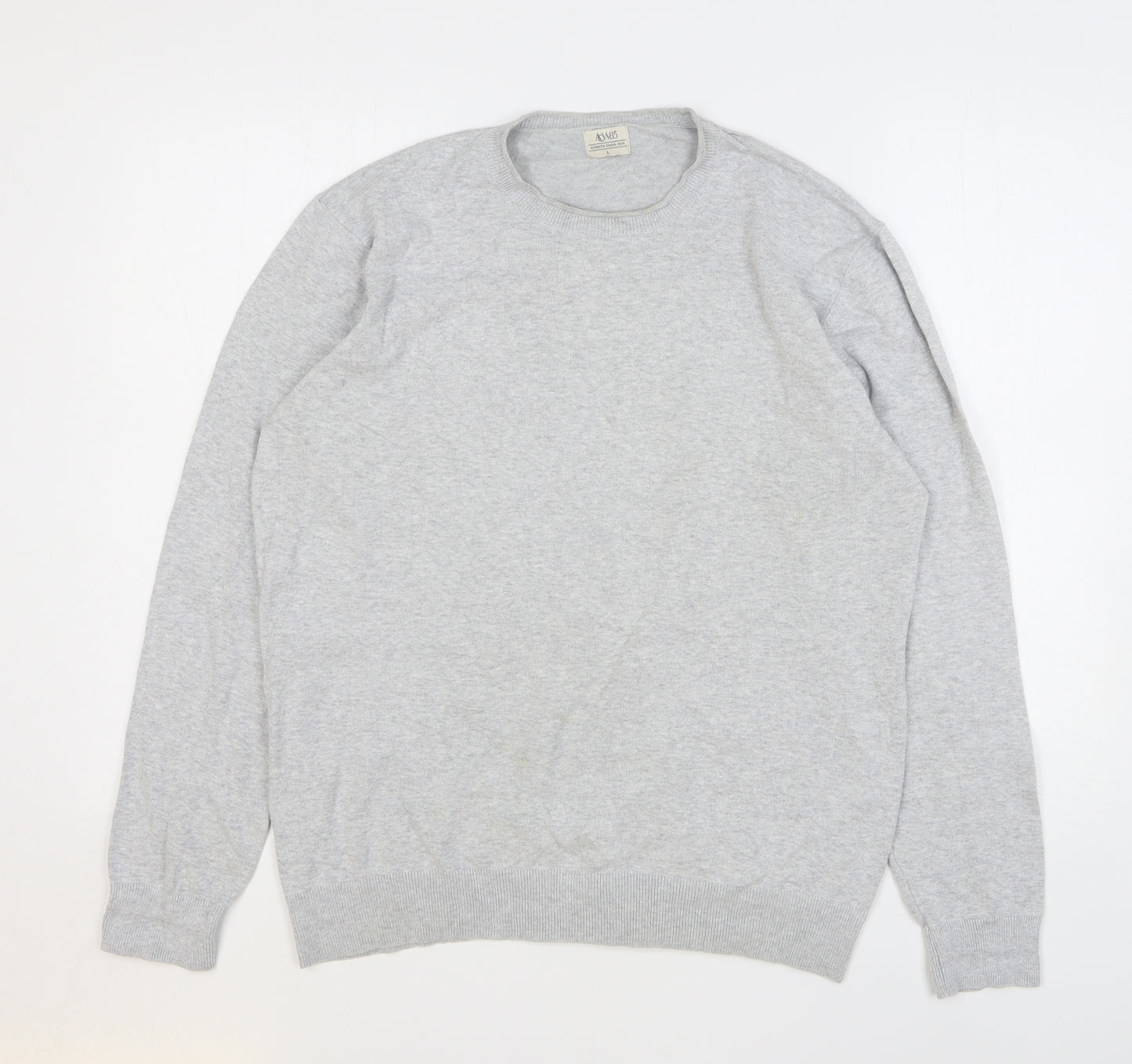 ACW85 Mens Grey Cotton Pullover Sweatshirt Size L
