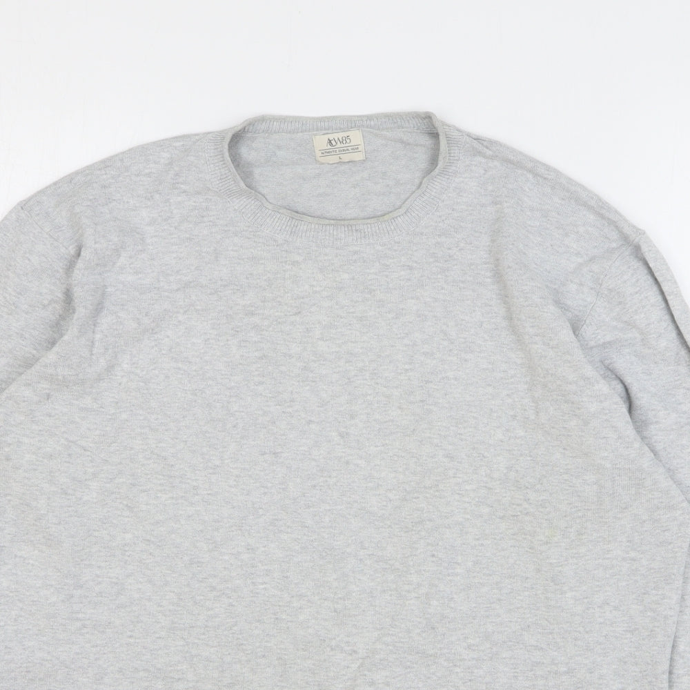 ACW85 Mens Grey Cotton Pullover Sweatshirt Size L
