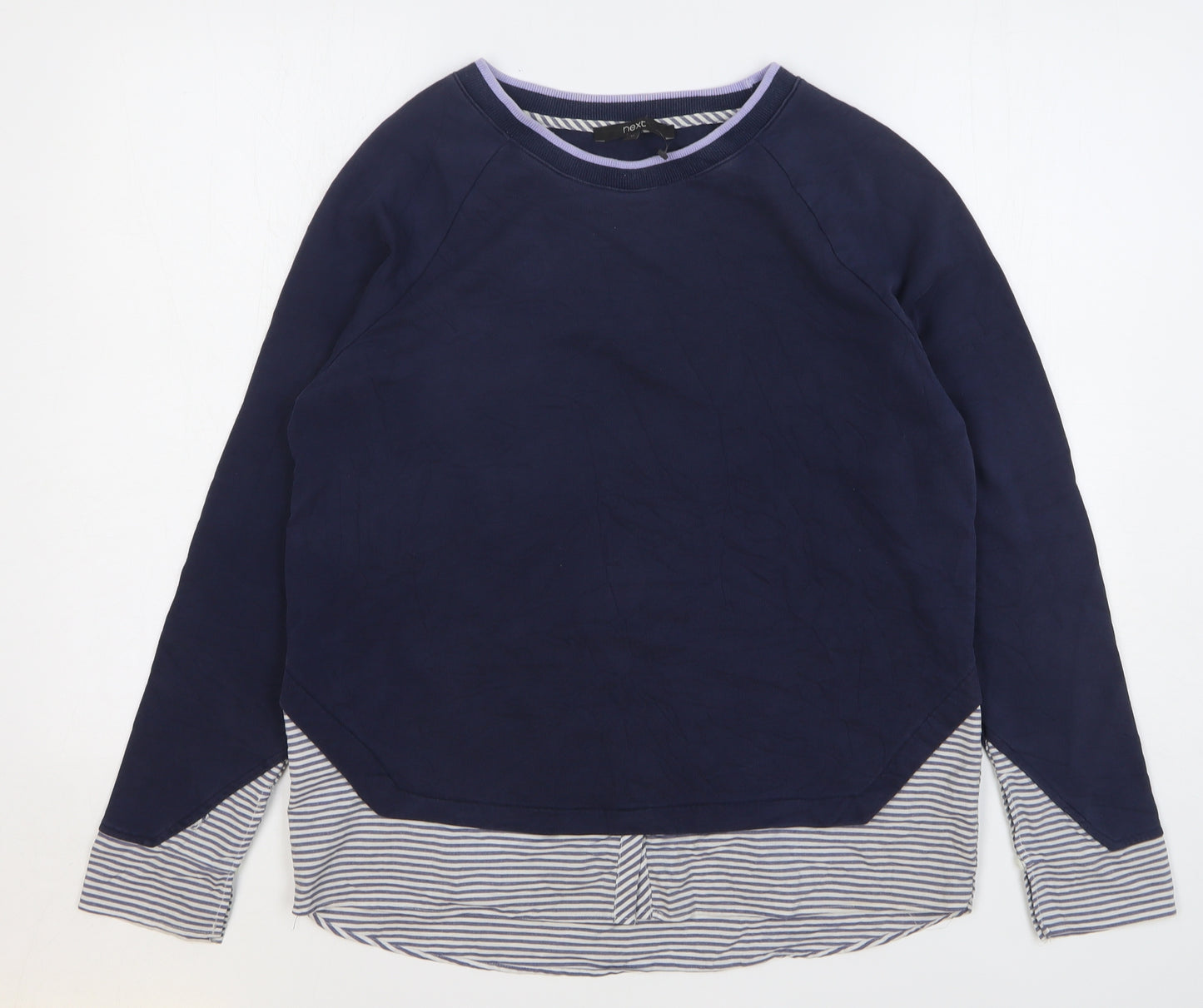 NEXT Womens Blue Striped Cotton Pullover Sweatshirt Size 12 Pullover