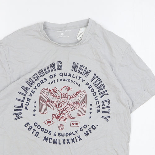 Cedar Wood State Mens Grey Geometric Cotton T-Shirt Size XS Round Neck - Williamsburg New York