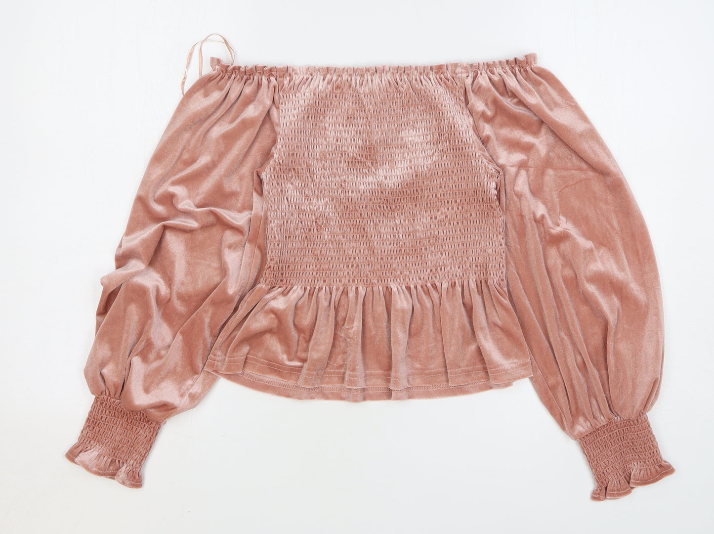 Primark Womens Pink Polyester Basic Blouse Size 10 Off the Shoulder