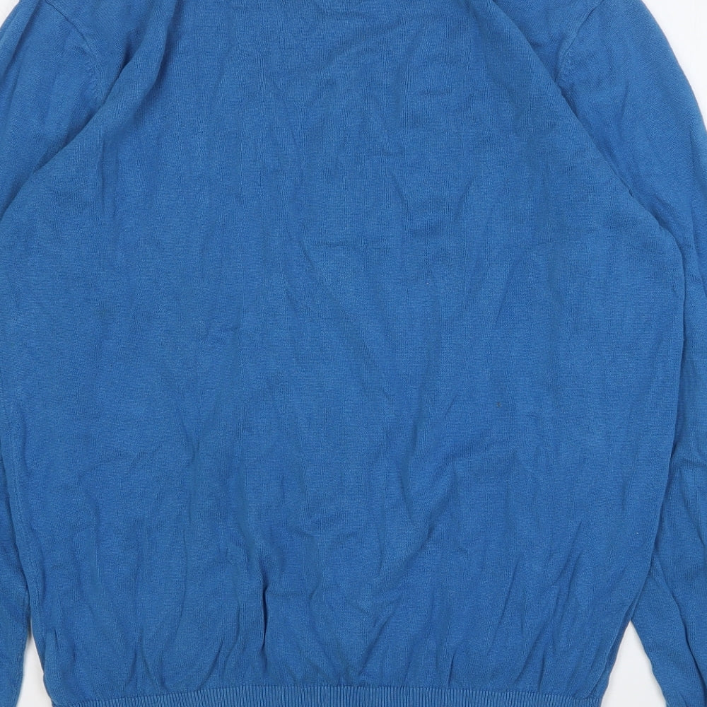 JACK & JONES Mens Blue V-Neck Acrylic Pullover Jumper Size XL