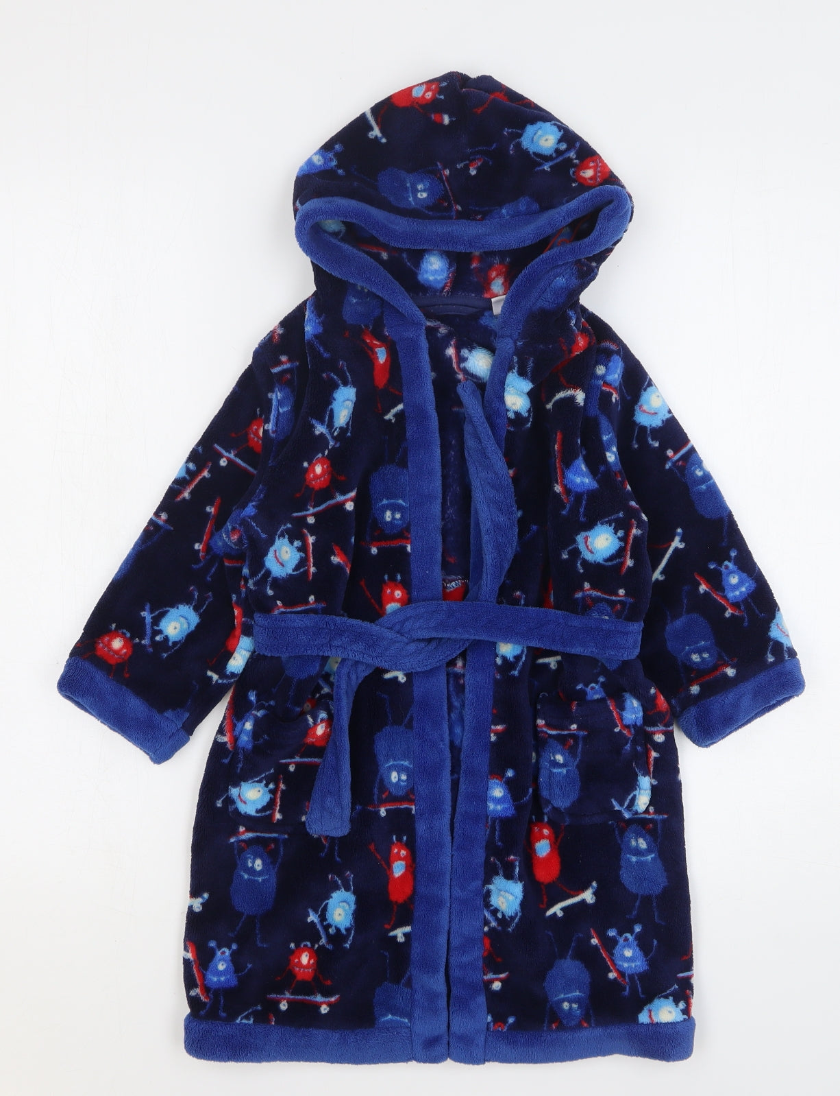 Mini Club Boys Blue Geometric Polyester Gown Size 3-4 Years Tie - Monsters