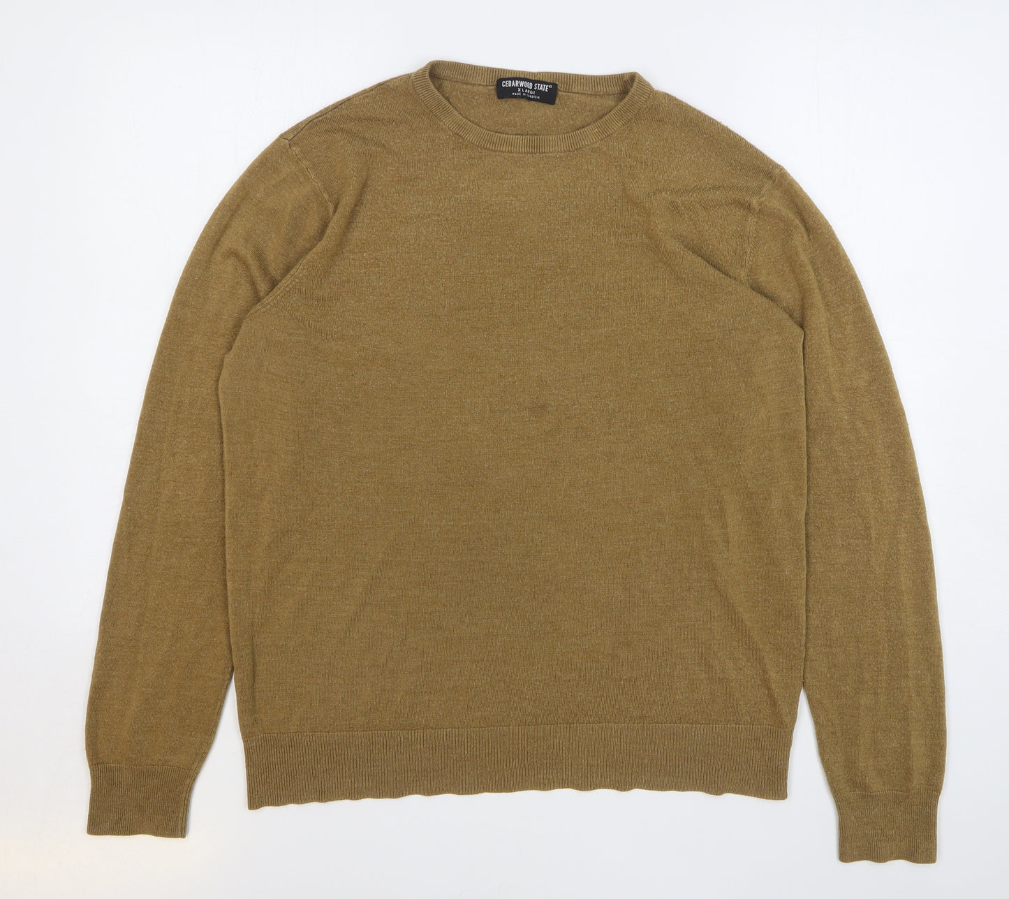 Cedar Wood State Mens Brown Round Neck Acrylic Pullover Jumper Size XL