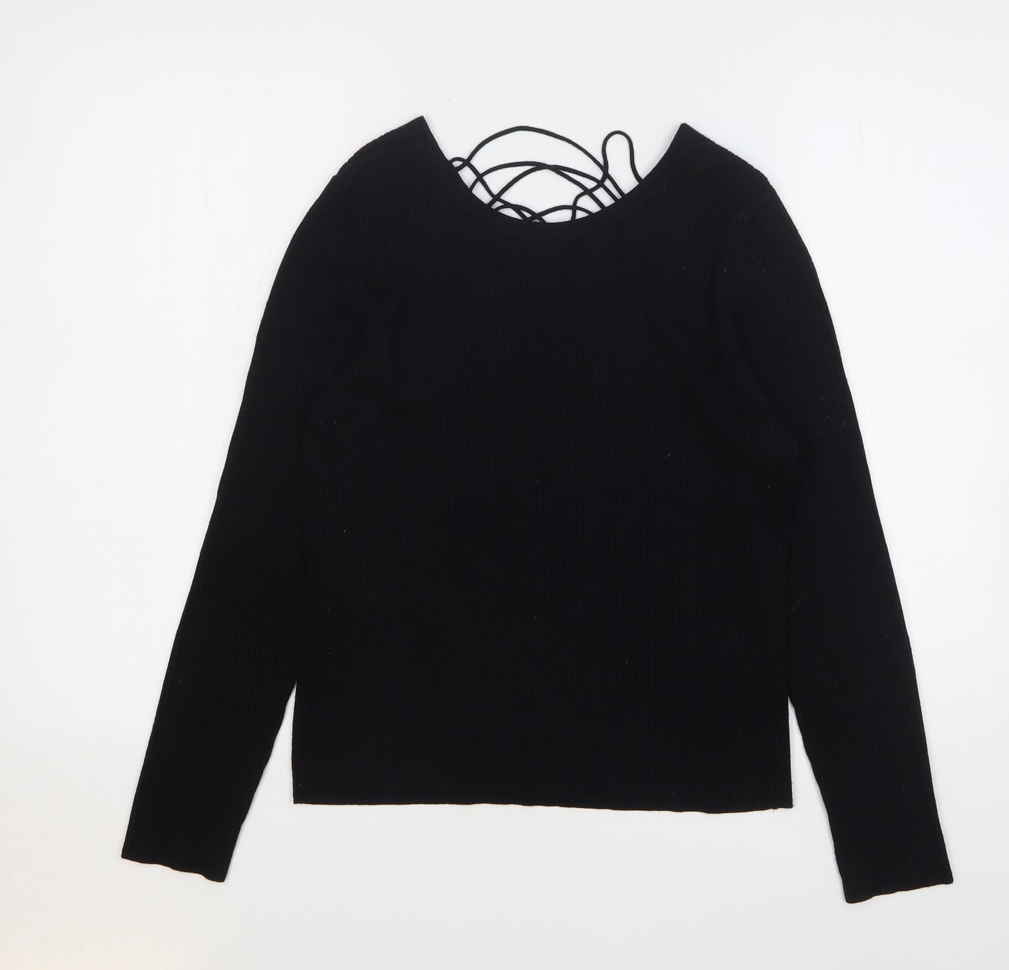 New Look Womens Black V-Neck Viscose Pullover Jumper Size 16