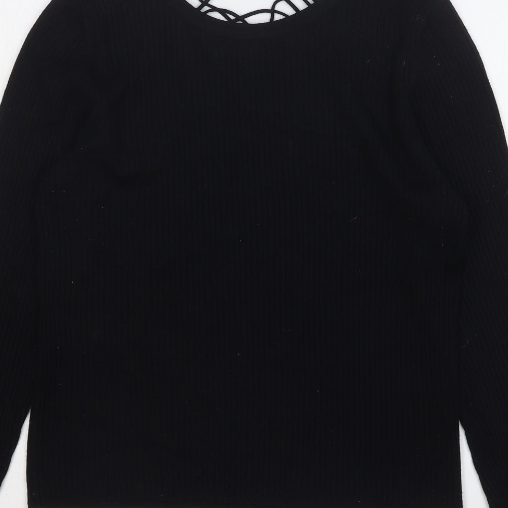 New Look Womens Black V-Neck Viscose Pullover Jumper Size 16
