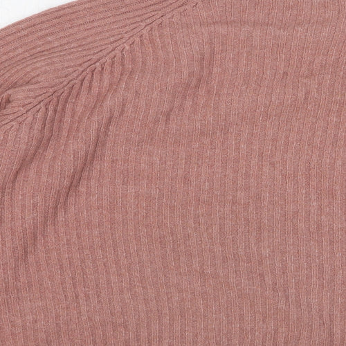 Boohoo Womens Pink High Neck Polyester Pullover Jumper Size M