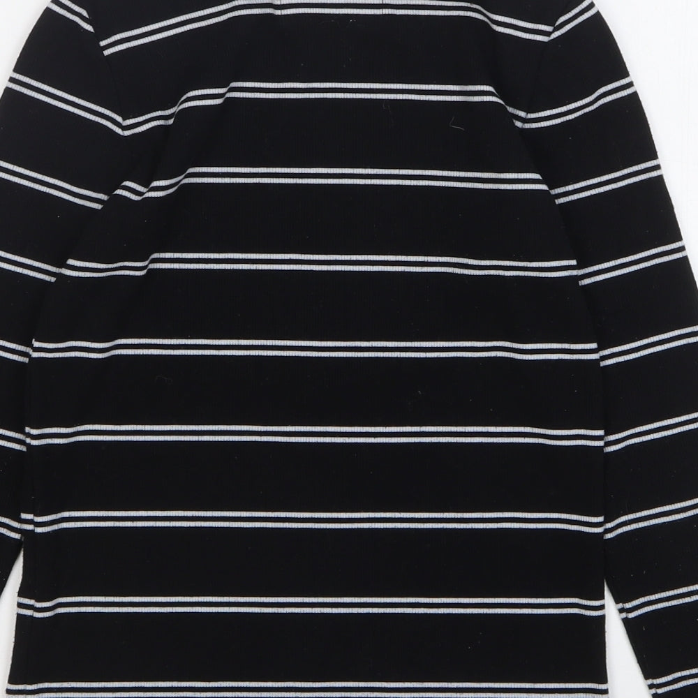 Chocoolate Womens Black Round Neck Striped Polyester Pullover Jumper Size M