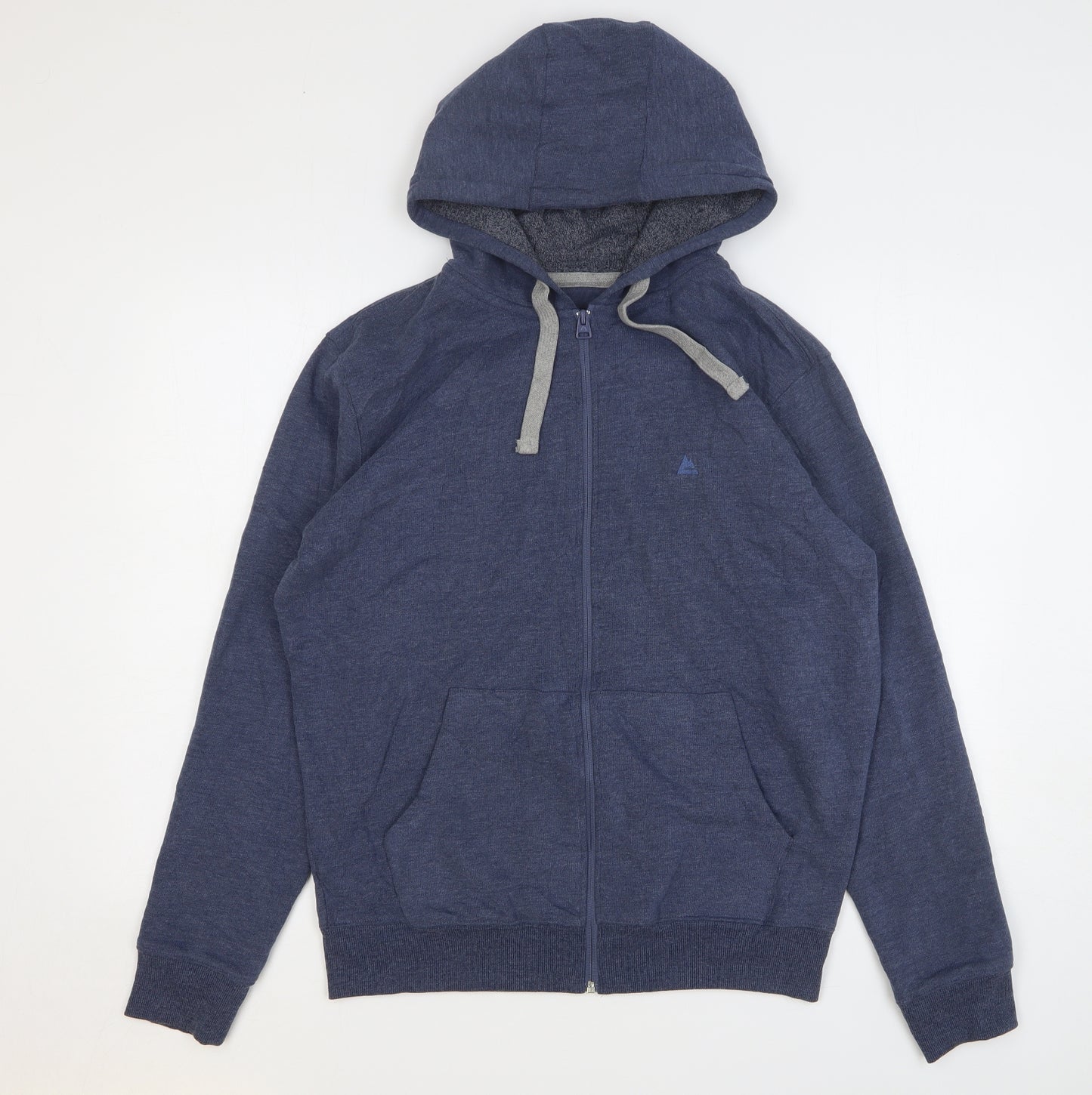 One Valley Mens Blue Cotton Full Zip Hoodie Size M