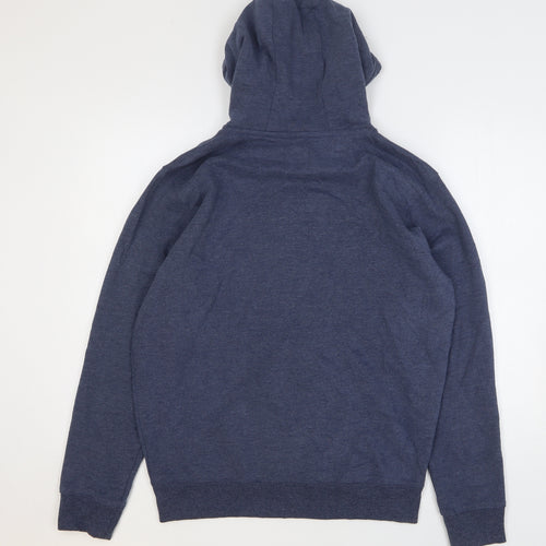 One Valley Mens Blue Cotton Full Zip Hoodie Size M