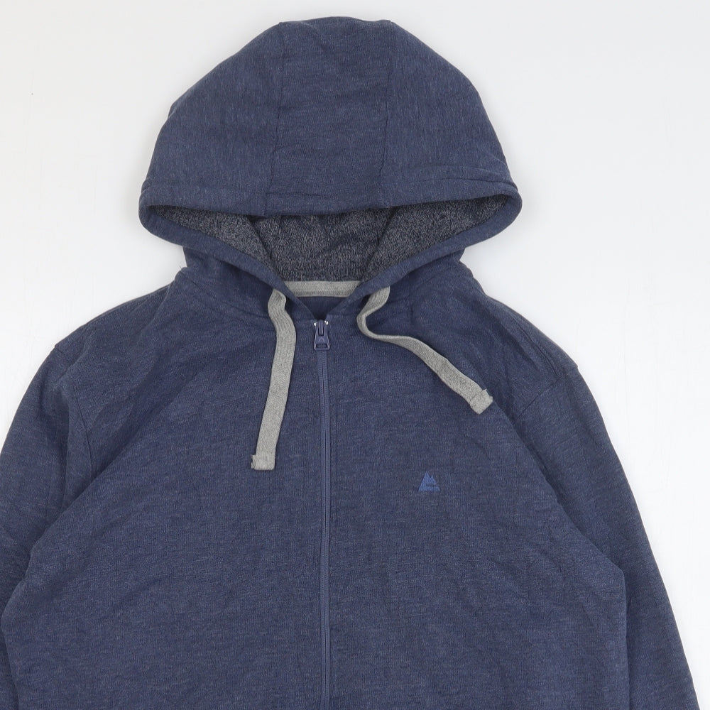 One Valley Mens Blue Cotton Full Zip Hoodie Size M