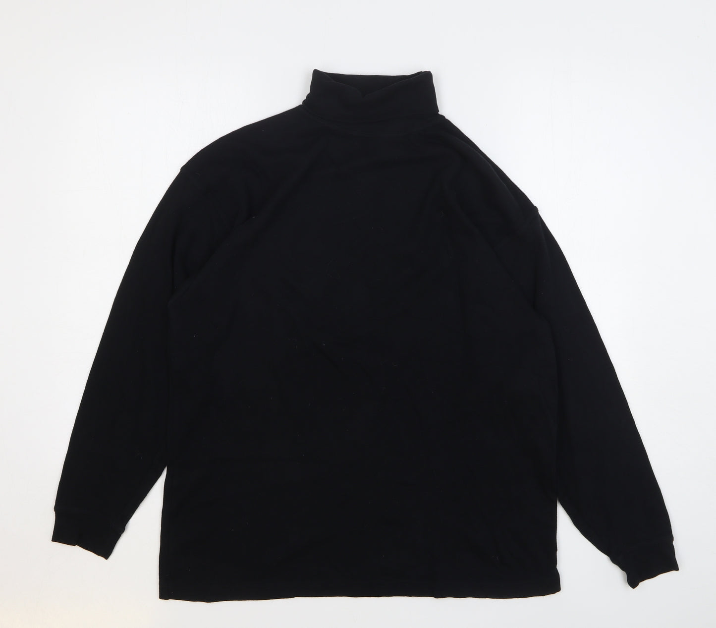 Country Trader Womens Black Cotton Basic T-Shirt Size M Roll Neck