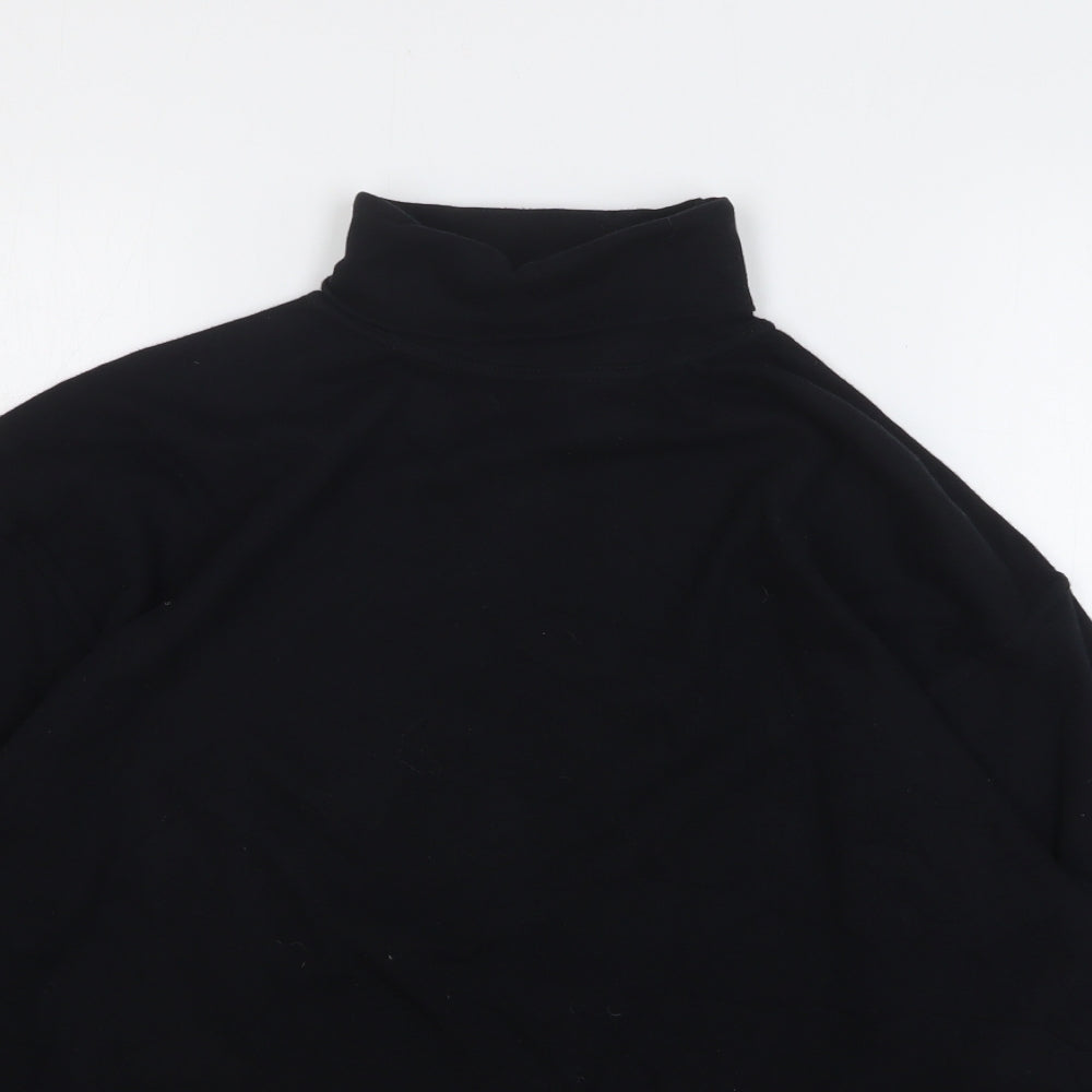 Country Trader Womens Black Cotton Basic T-Shirt Size M Roll Neck