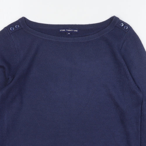 Store Twenty One Womens Blue Round Neck Acrylic Pullover Jumper Size 10