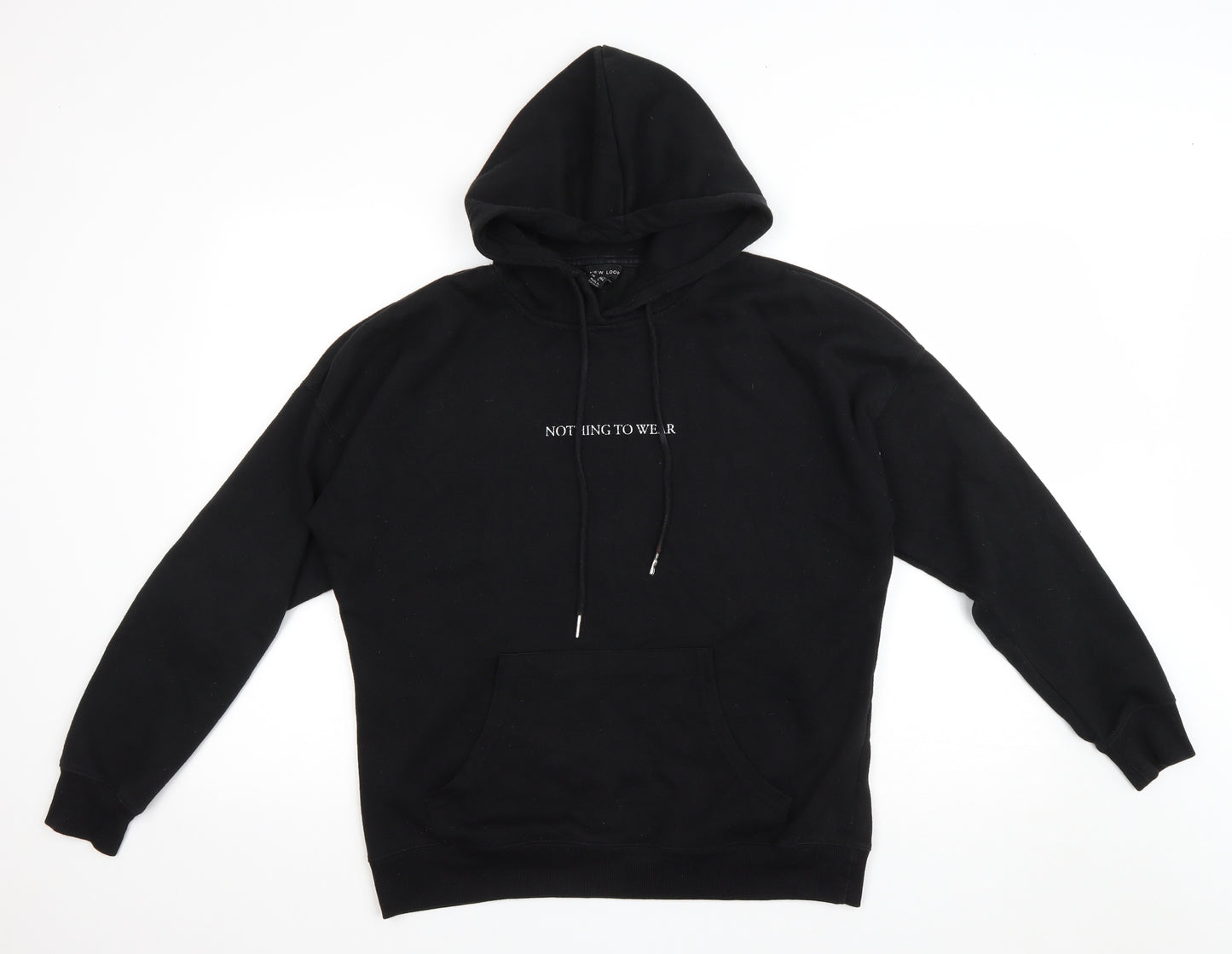 New Look Womens Black Cotton Pullover Hoodie Size M Pullover - Nothing To Wear