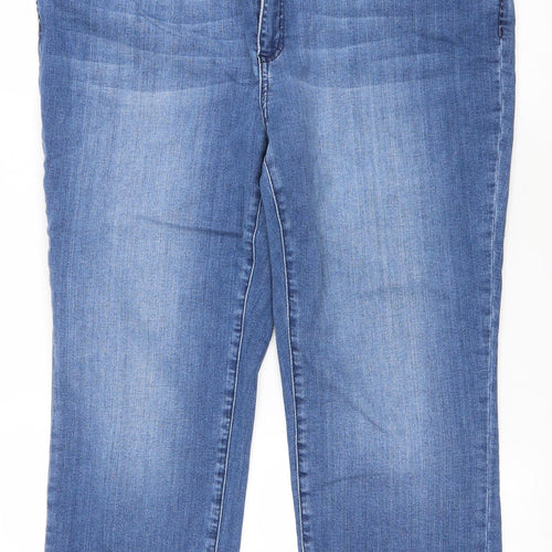 White Stuff Womens Blue Cotton Skimmer Shorts Size 18 L20 in Regular Zip