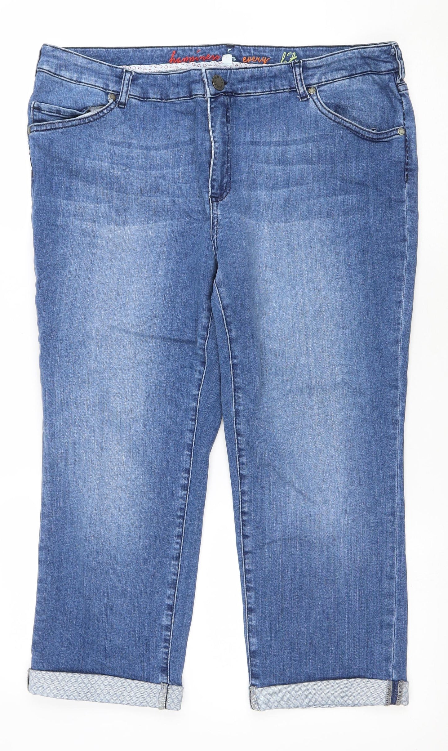 White Stuff Womens Blue Cotton Skimmer Shorts Size 18 L20 in Regular Zip
