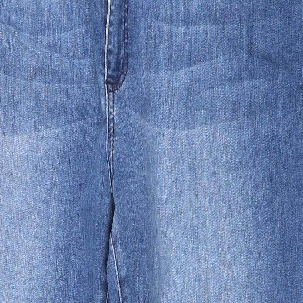 White Stuff Womens Blue Cotton Skimmer Shorts Size 18 L20 in Regular Zip