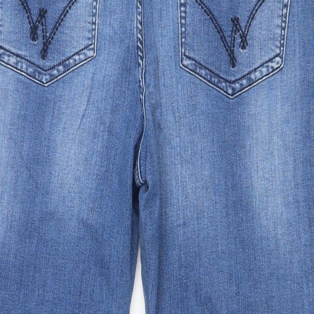 White Stuff Womens Blue Cotton Skimmer Shorts Size 18 L20 in Regular Zip