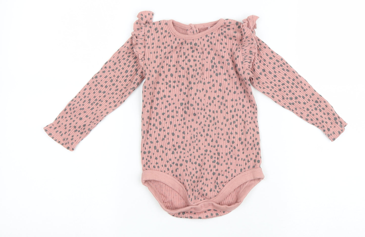 TU Girls Pink Geometric Cotton Babygrow One-Piece Size 12-18 Months Snap