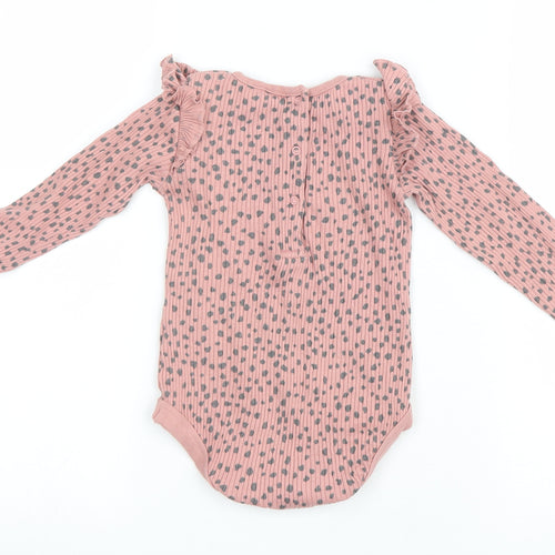 TU Girls Pink Geometric Cotton Babygrow One-Piece Size 12-18 Months Snap