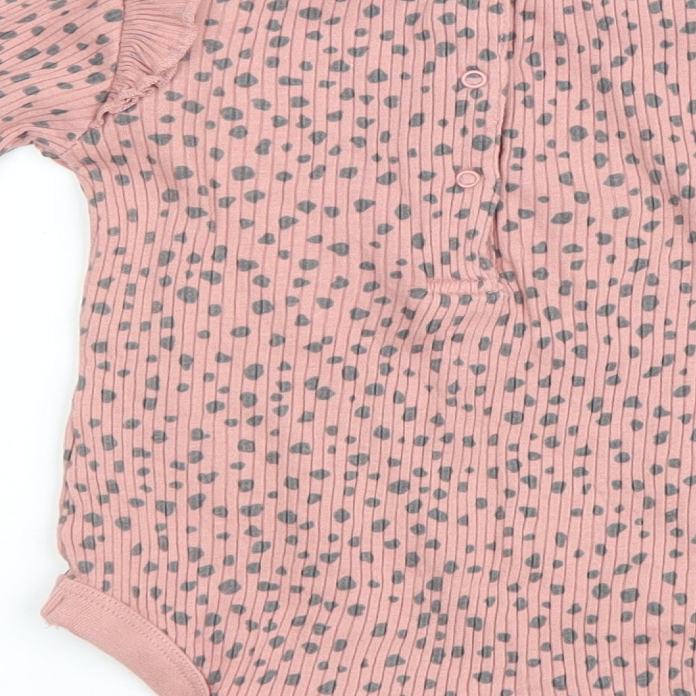 TU Girls Pink Geometric Cotton Babygrow One-Piece Size 12-18 Months Snap