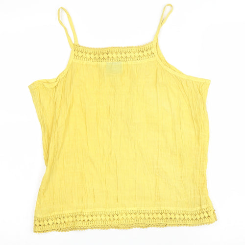 Show Collections Exclusive Designs Womens Yellow Viscose Basic Tank Size M Square Neck - Floral
