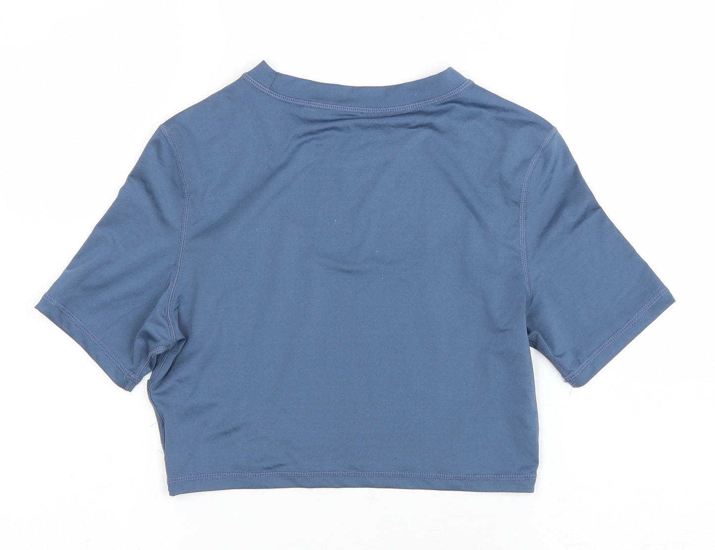 SheIn Womens Blue Polyester Cropped T-Shirt Size S Round Neck