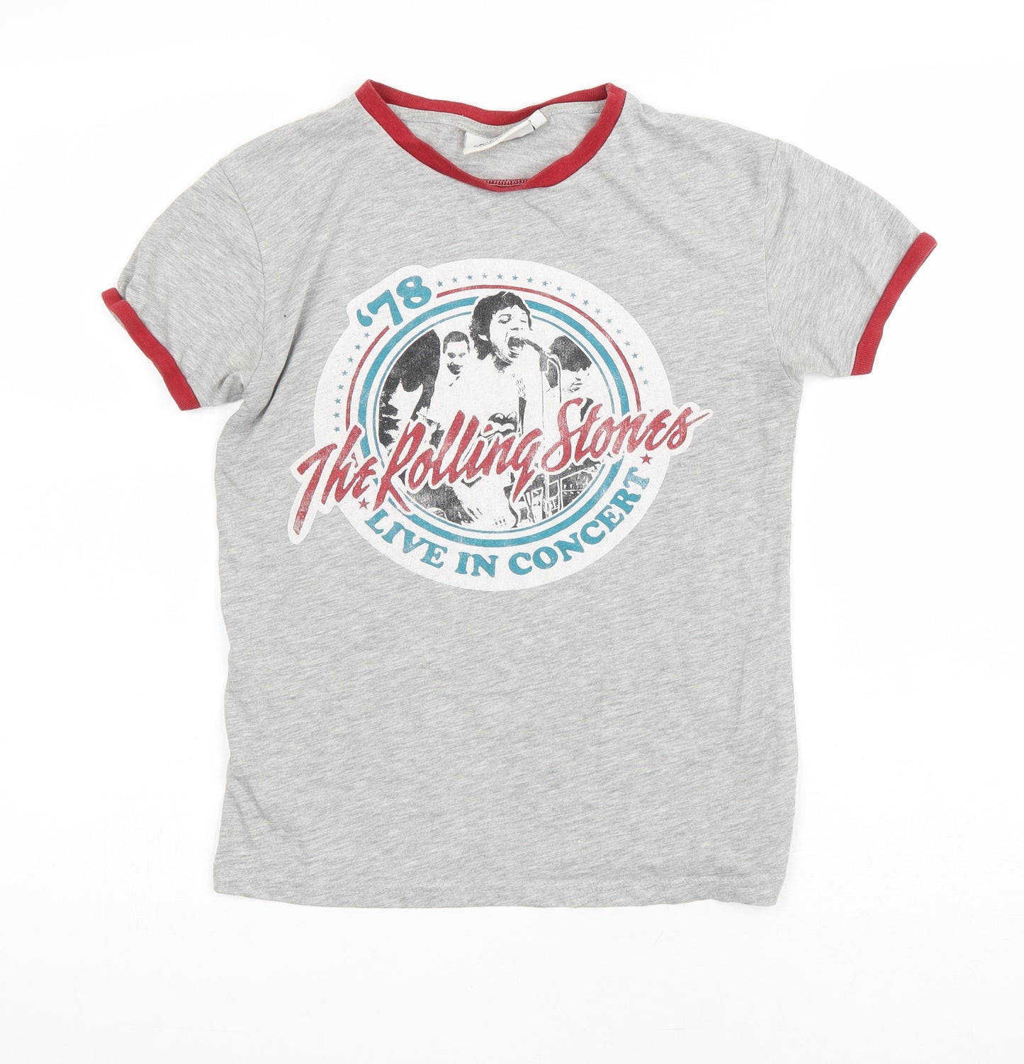 The Rolling Stones Womens Grey Cotton Basic T-Shirt Size 6 Crew Neck - The Rolling Stones
