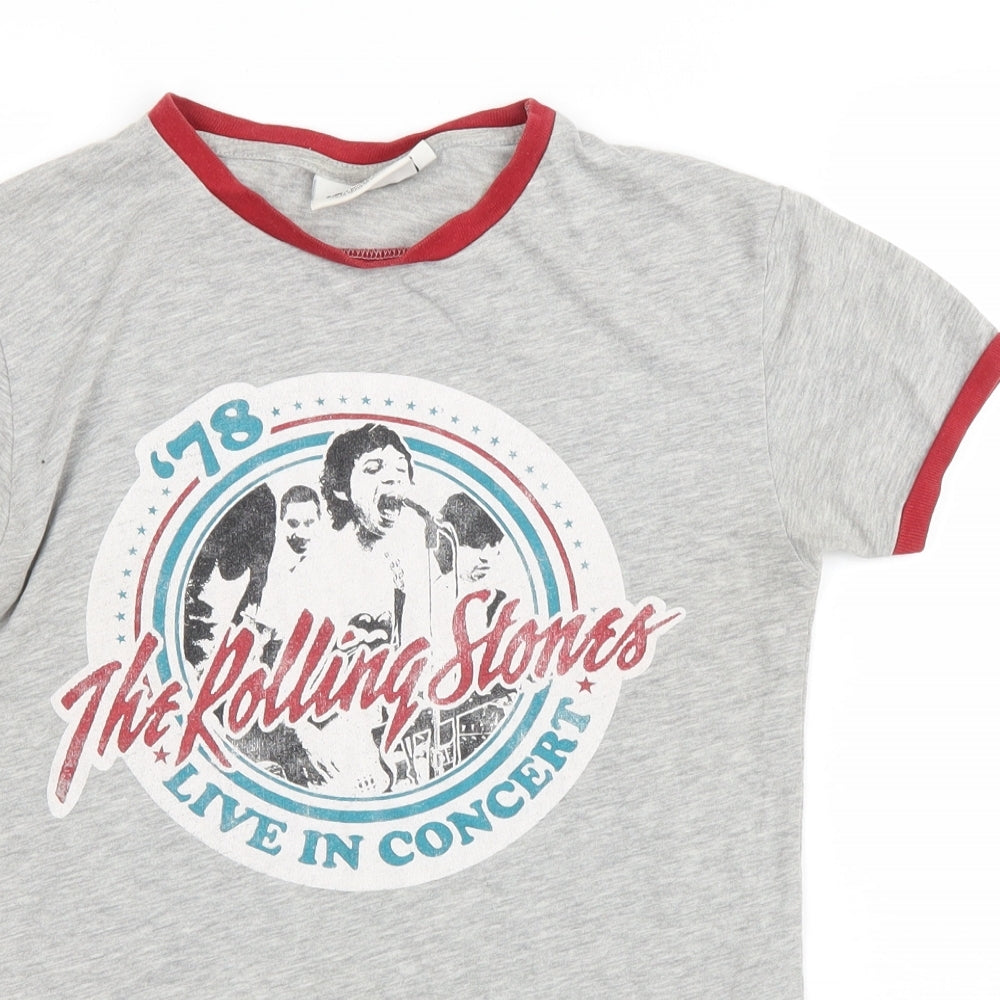 The Rolling Stones Womens Grey Cotton Basic T-Shirt Size 6 Crew Neck - The Rolling Stones