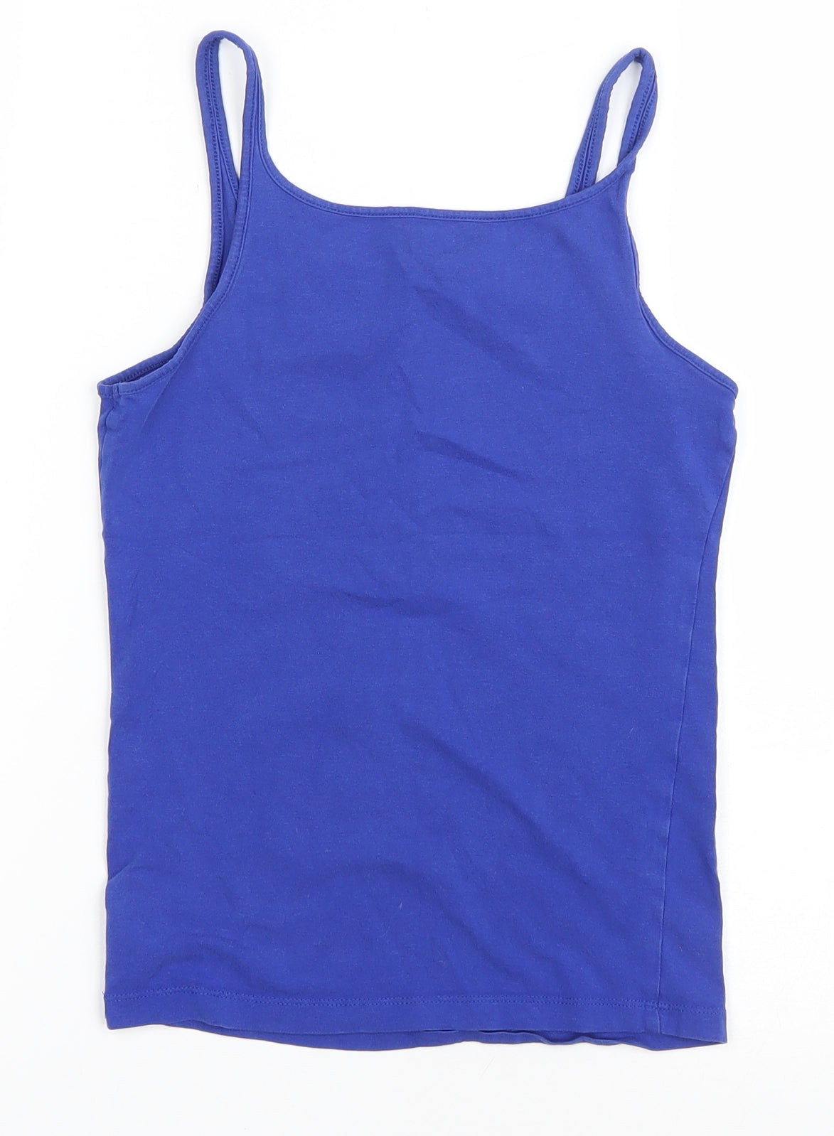 H&M Girls Blue Cotton Basic Tank Size 10-11 Years Scoop Neck Pullover