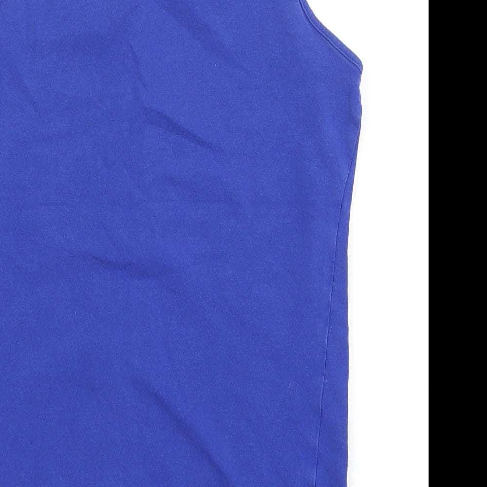 H&M Girls Blue Cotton Basic Tank Size 10-11 Years Scoop Neck Pullover