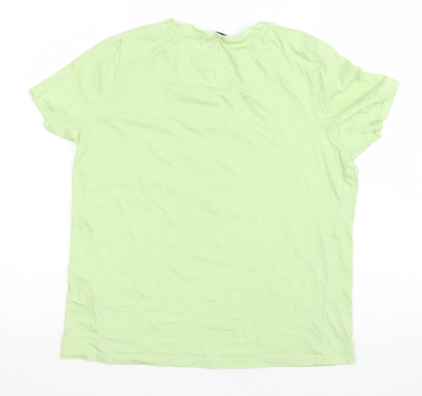 New Look Womens Green Cotton Basic T-Shirt Size 12 Round Neck