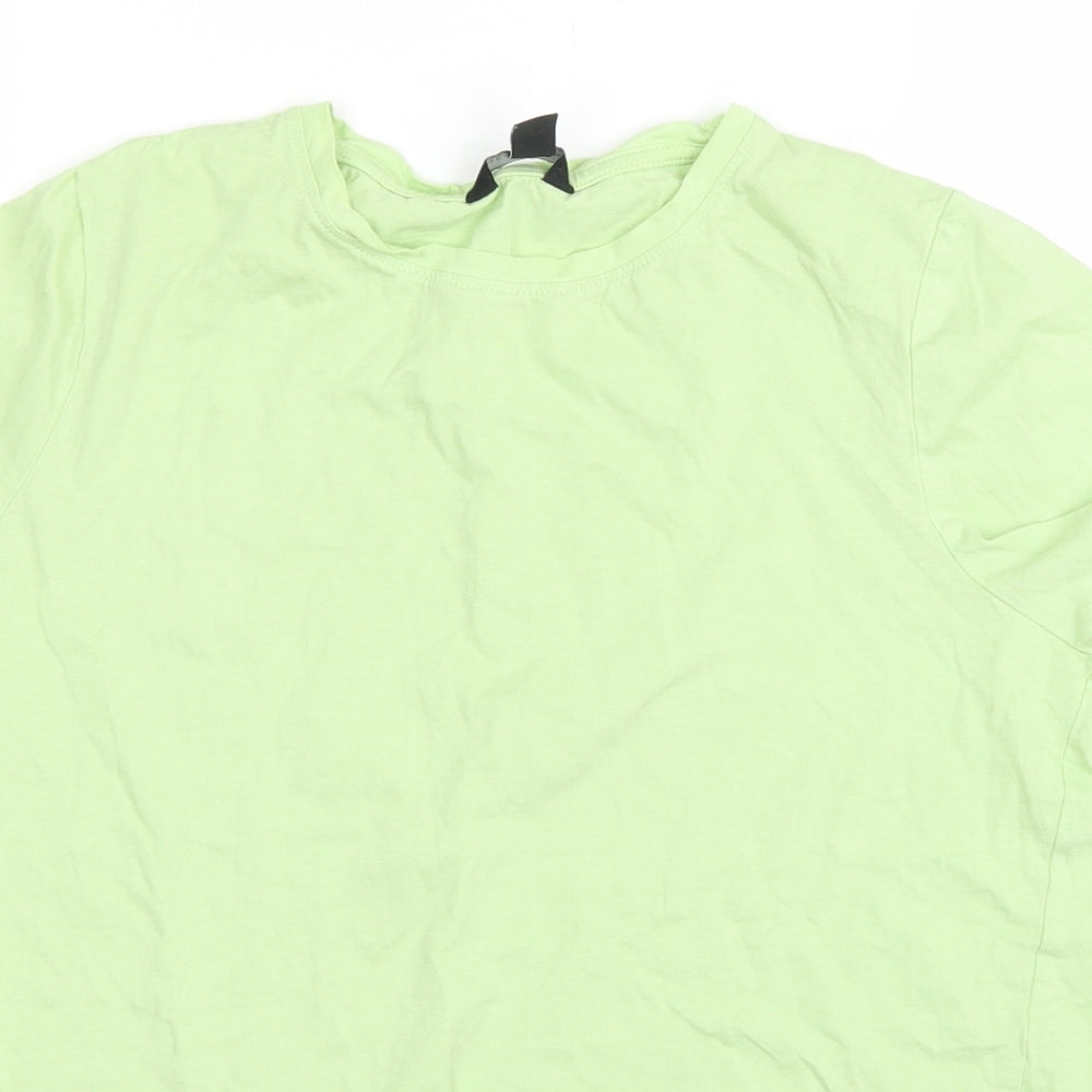 New Look Womens Green Cotton Basic T-Shirt Size 12 Round Neck