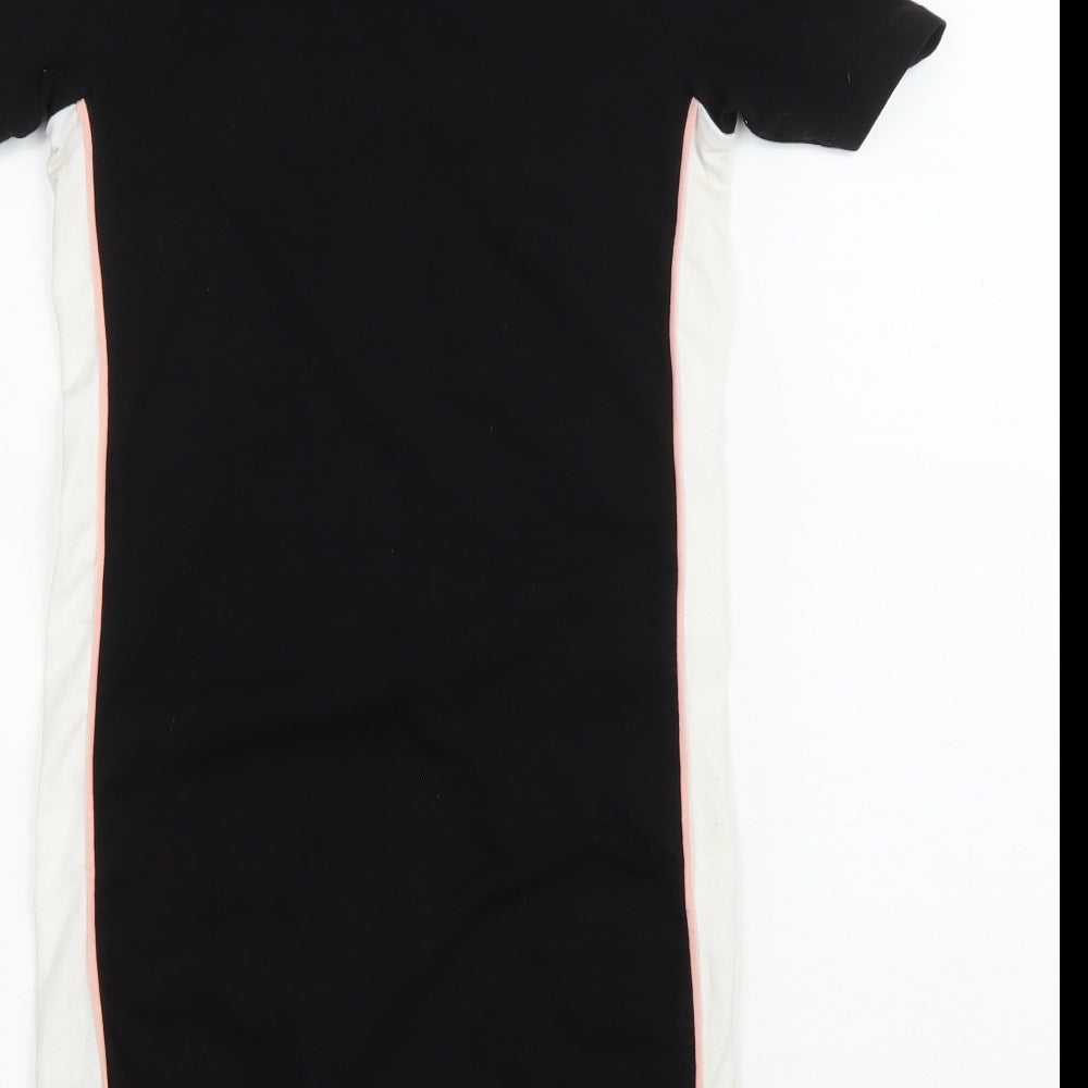 New Look Girls Black Cotton T-Shirt Dress Size 10-11 Years Round Neck Pullover - USA