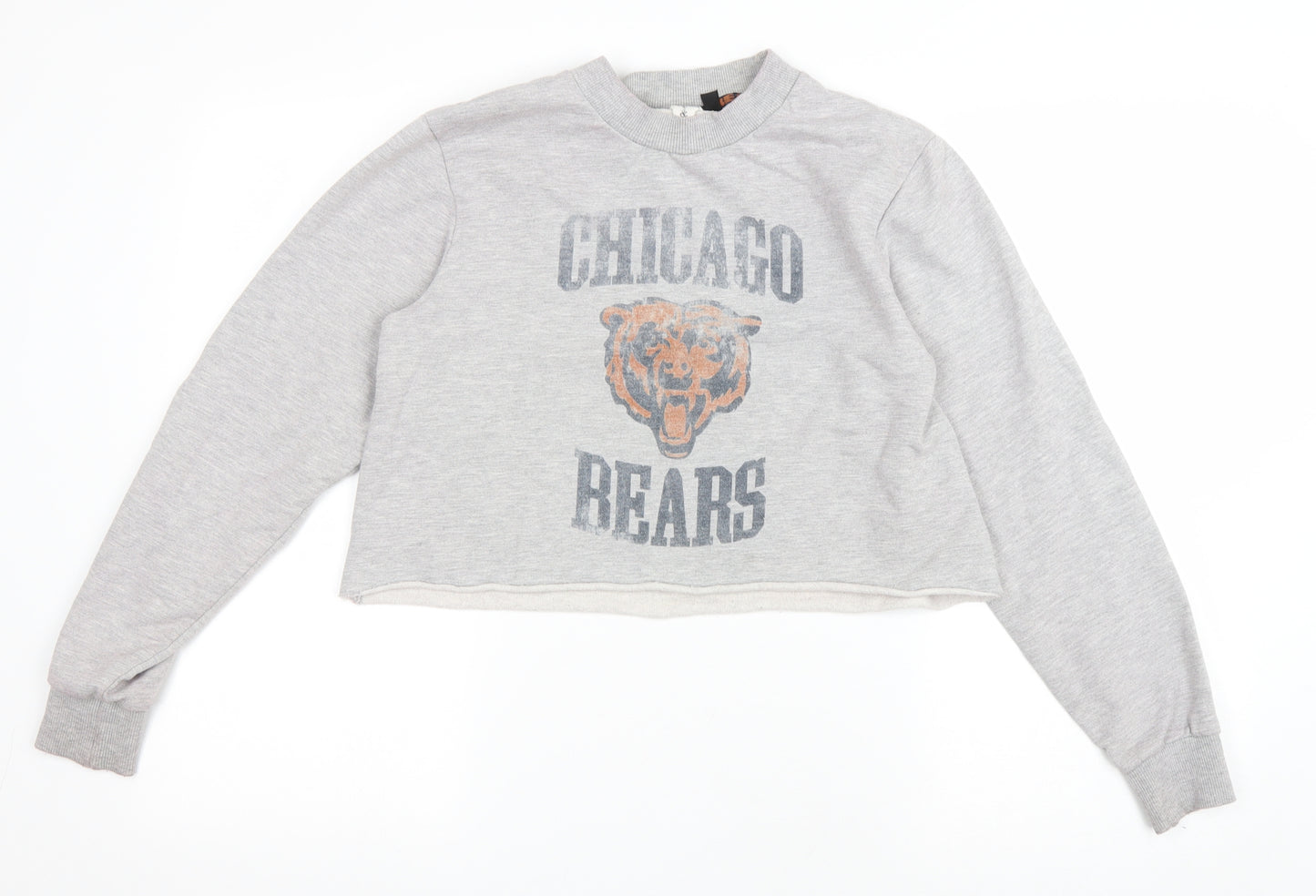 Topshop Womens Grey Cotton Pullover Sweatshirt Size 8 Pullover - Chicago Bears