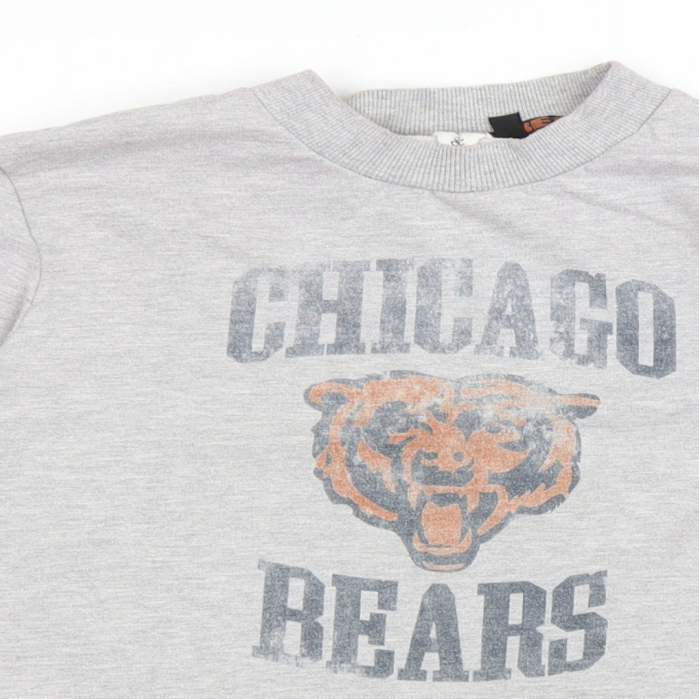 Topshop Womens Grey Cotton Pullover Sweatshirt Size 8 Pullover - Chicago Bears