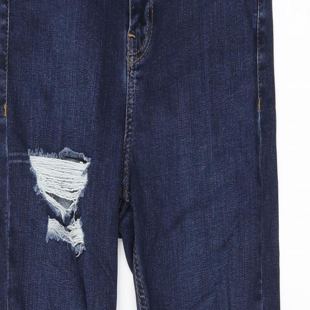 Topshop Womens Blue Polyester Straight Jeans Size 6 L30 in Regular Zip