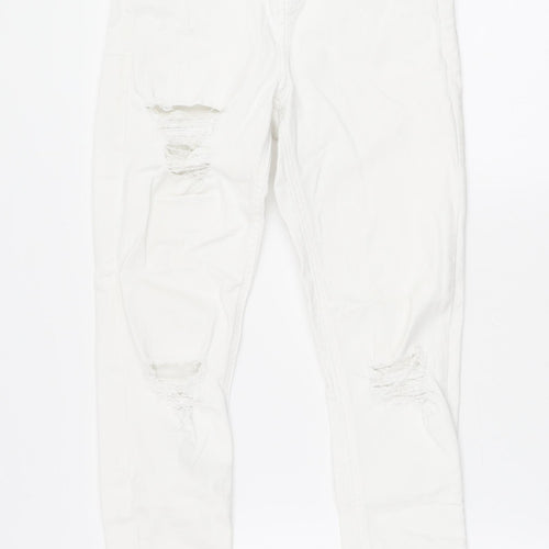 Topshop Womens White Polyester Skinny Jeans Size 6 L30 in Regular Zip