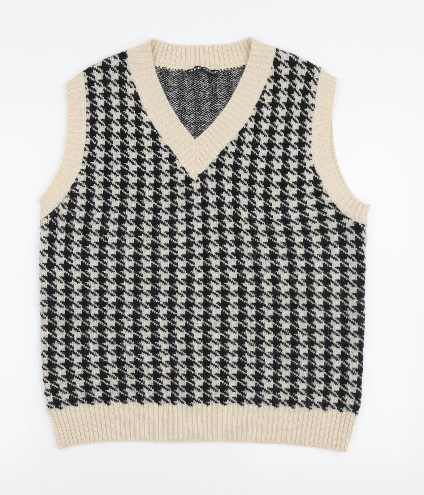 SheIn Womens Multicoloured V-Neck Geometric Cotton Vest Jumper Size 12