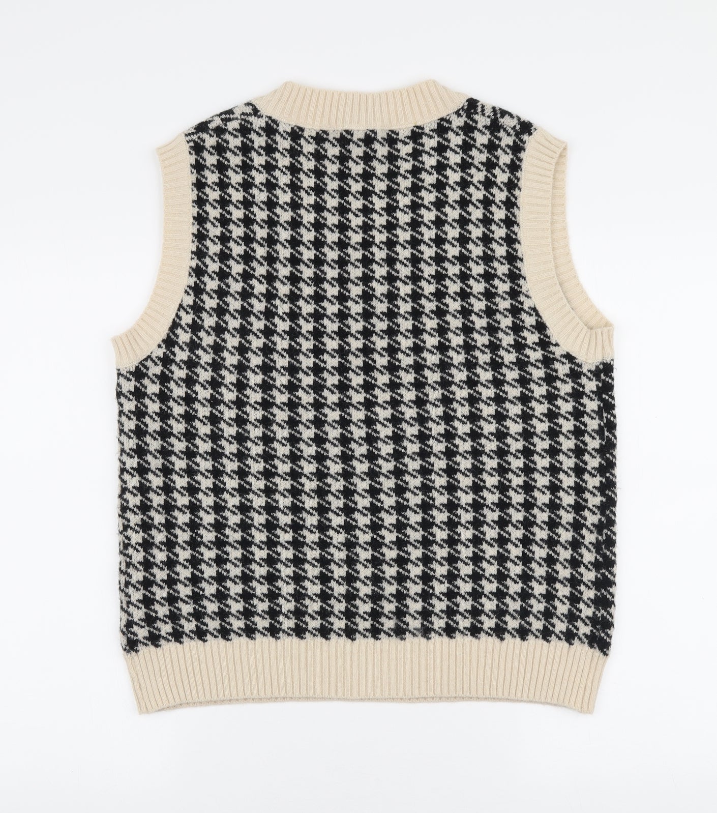 SheIn Womens Multicoloured V-Neck Geometric Cotton Vest Jumper Size 12