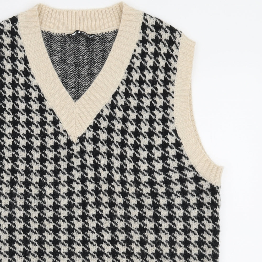SheIn Womens Multicoloured V-Neck Geometric Cotton Vest Jumper Size 12