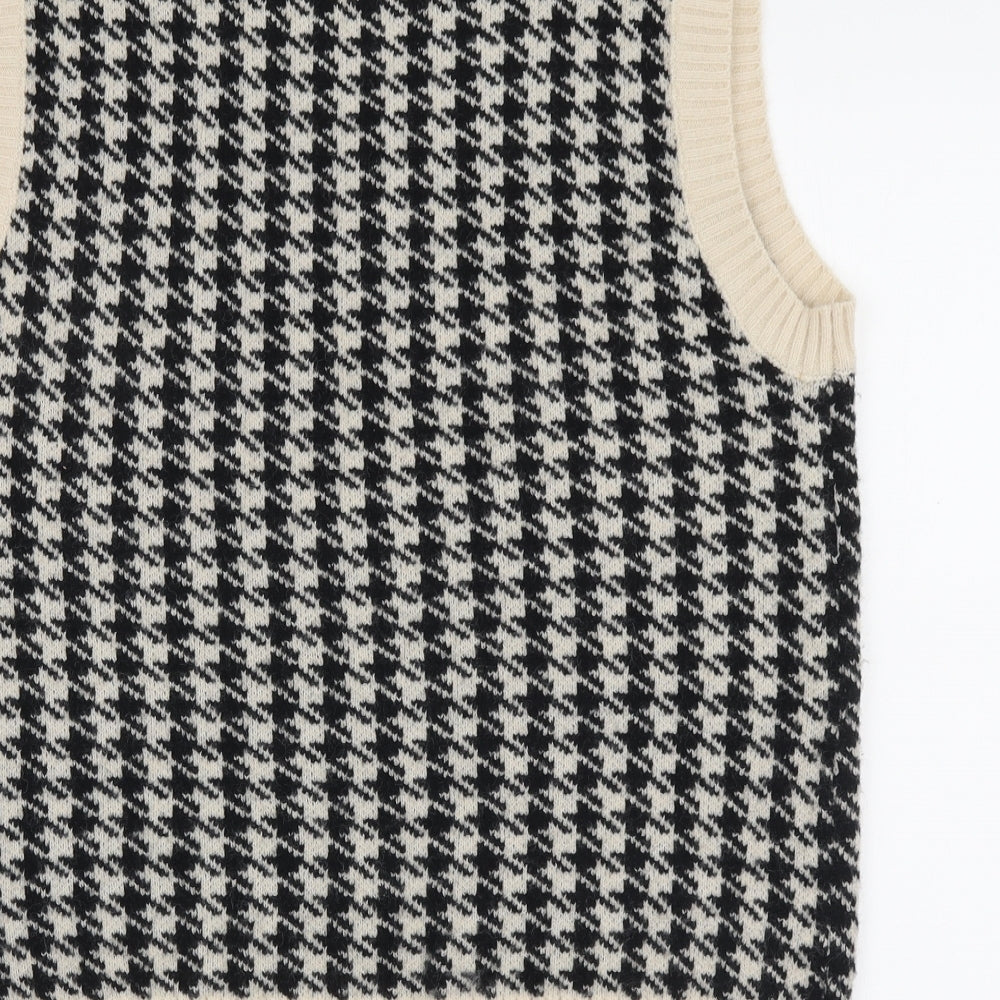 SheIn Womens Multicoloured V-Neck Geometric Cotton Vest Jumper Size 12