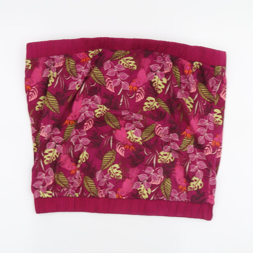NEXT Womens Pink Floral Cotton Basic Tank Size 16 Square Neck - Bandeau Top