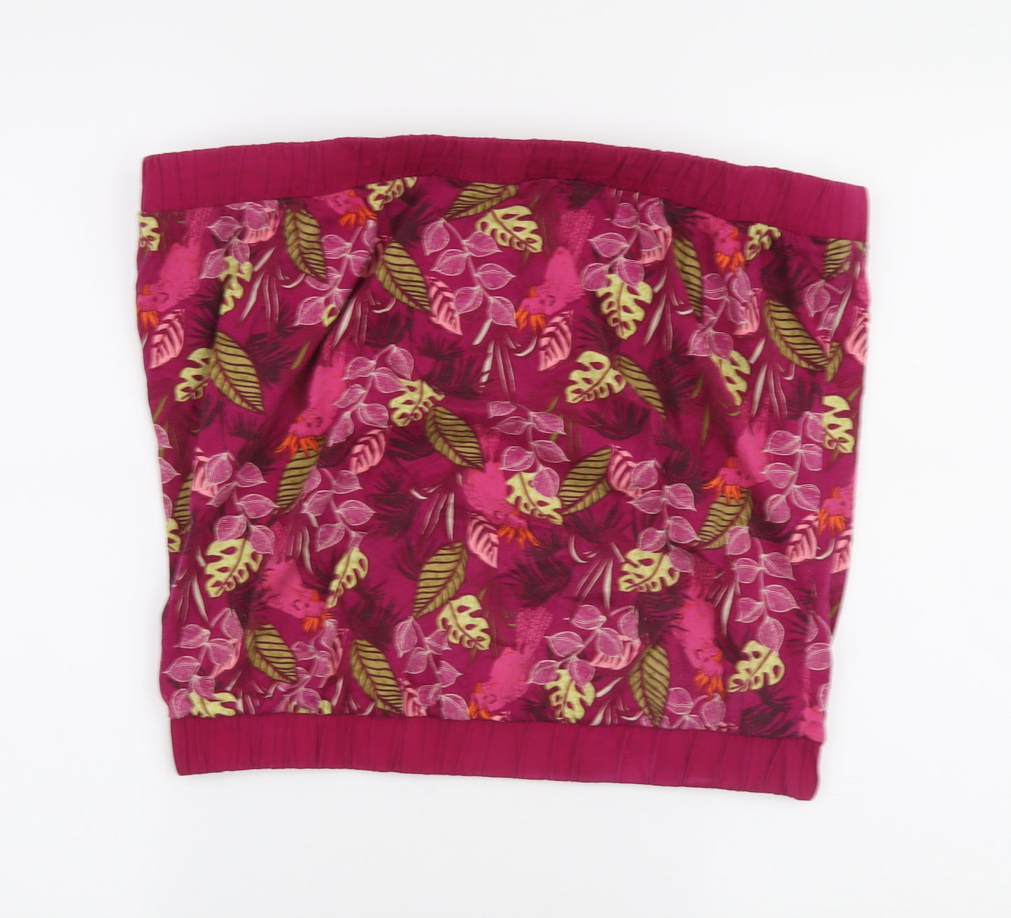 NEXT Womens Pink Floral Cotton Basic Tank Size 16 Square Neck - Bandeau Top