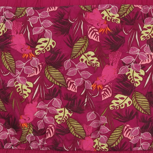 NEXT Womens Pink Floral Cotton Basic Tank Size 16 Square Neck - Bandeau Top