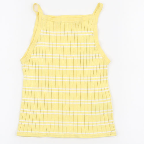 H&M Girls Yellow Striped Camisole Tank Size 10-11 Years Square Neck